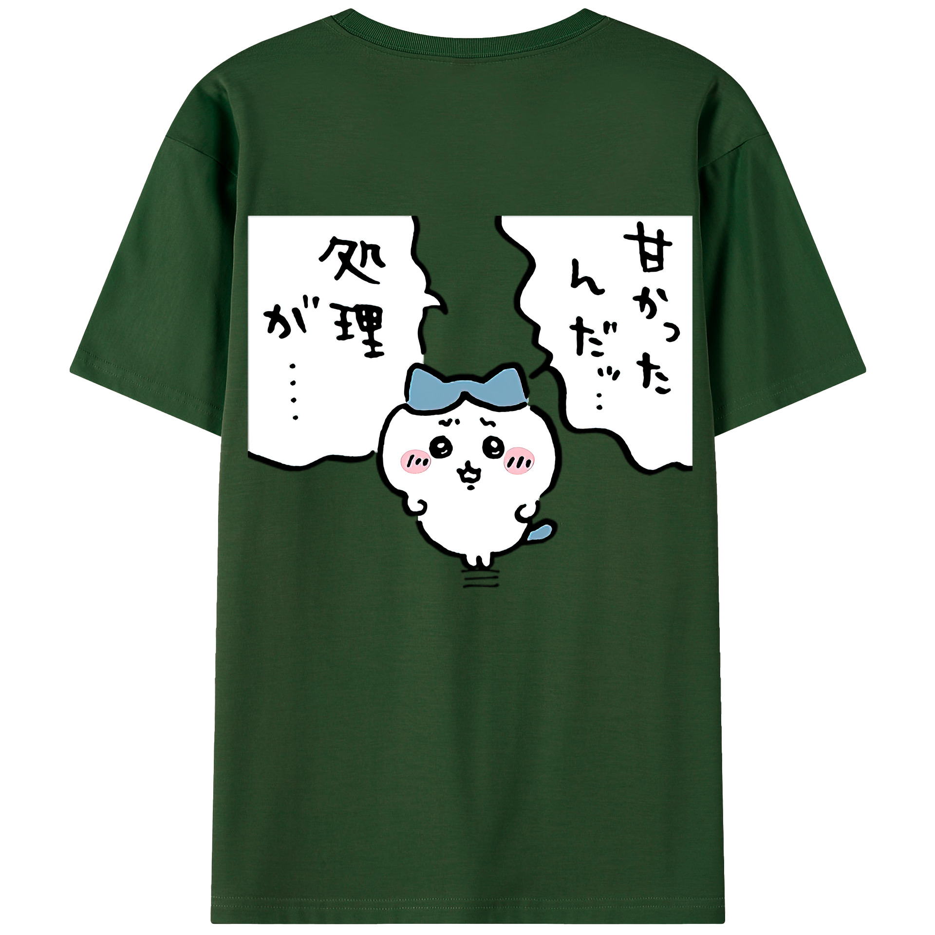 （画像用） ちいかわ ハチワレ Chii-kawa hachiware 綿100％半袖Tシャツ（背面プリント）